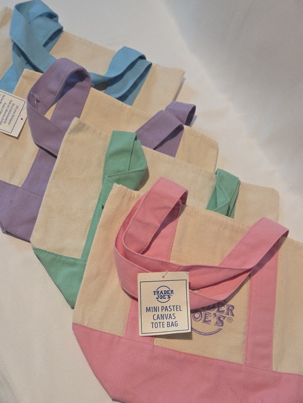Trader Joe's Pastel Mini Canvas Tote Bags $20 Each Bag